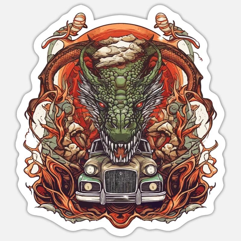 Drachen Auto - Sticker Größe S (10 x 10 cm) - Mattweiß