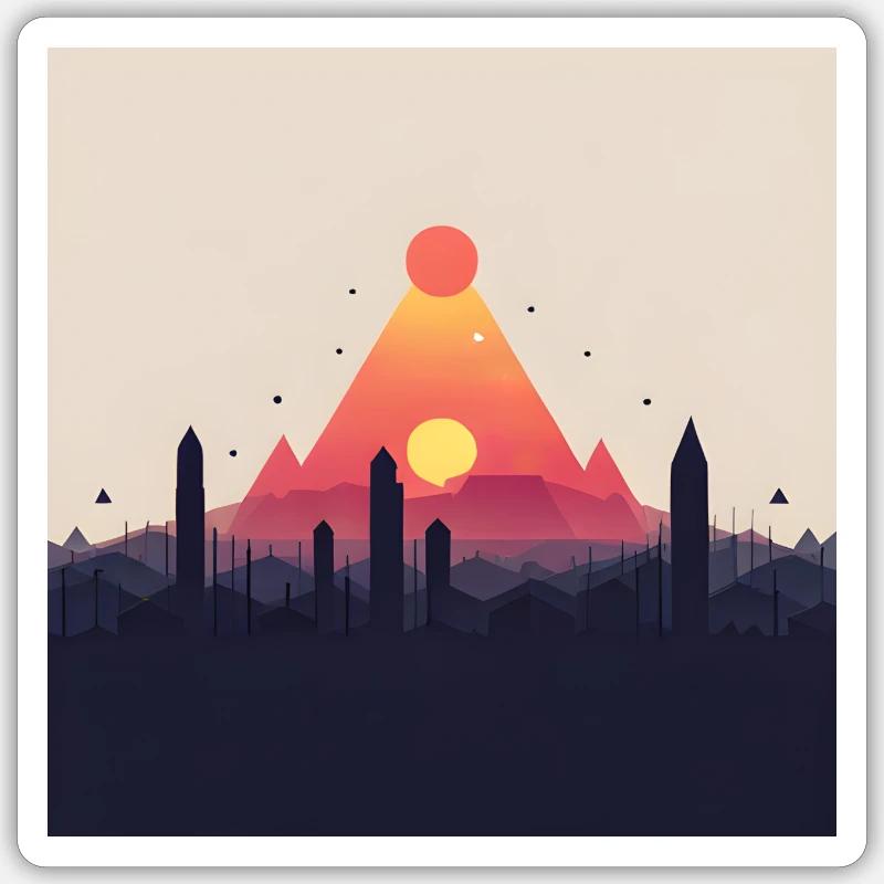 abstrakte Pyramide - Sticker Größe S (10 x 10 cm) - Mattweiß
