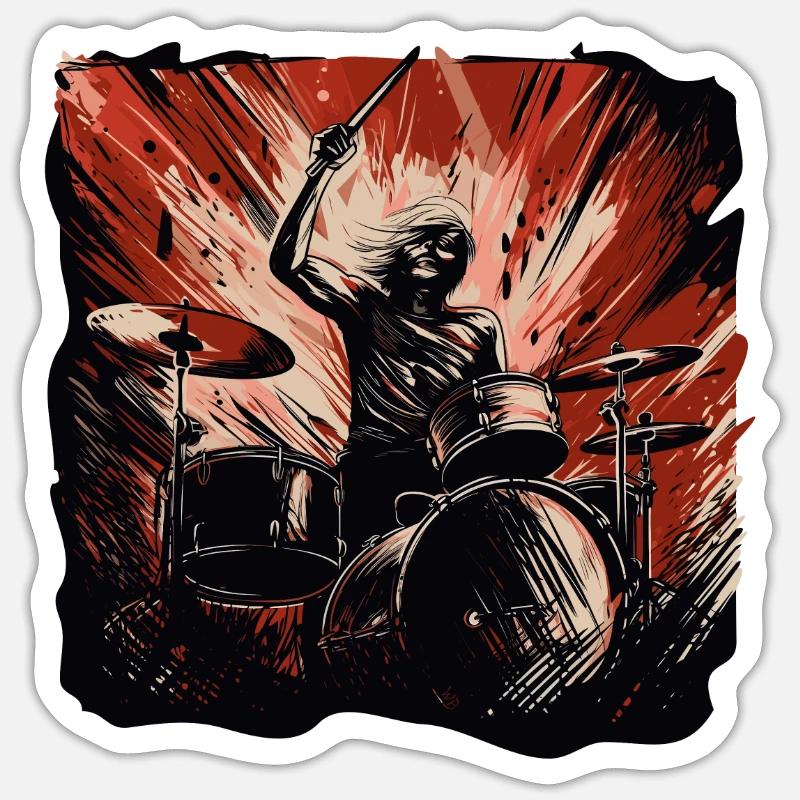 Drummer crazy Sticker Größe S (10 x 10 cm)