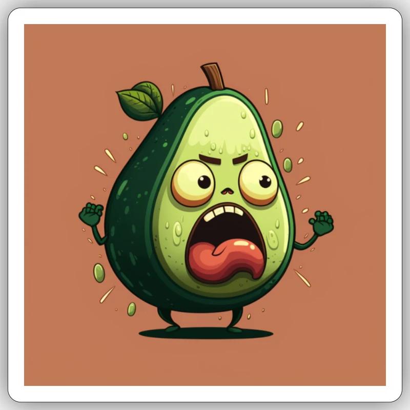 Weird Angry Avocado - Cutefruitz - Sticker Größe S (10 x 10 cm) - Mattweiß
