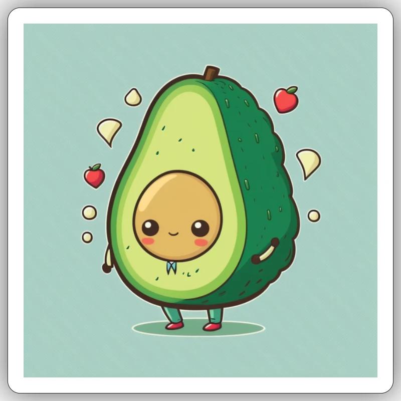 Friendly avocado - Cutefruitz Sticker Größe S (10 x 10 cm)