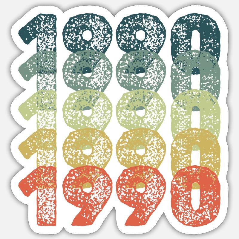 Année 1990 - Sticker taille S (10 x 10 cm) - blanc mat
