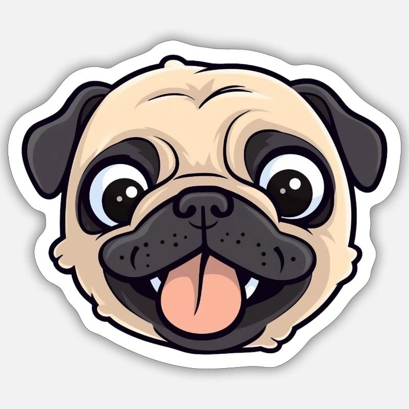 Mops - Sticker Größe S (10 x 10 cm) - Mattweiß