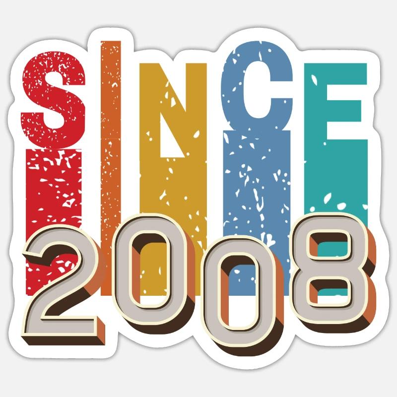 Since 2008 retro - Sticker taille S (10 x 10 cm) - blanc mat