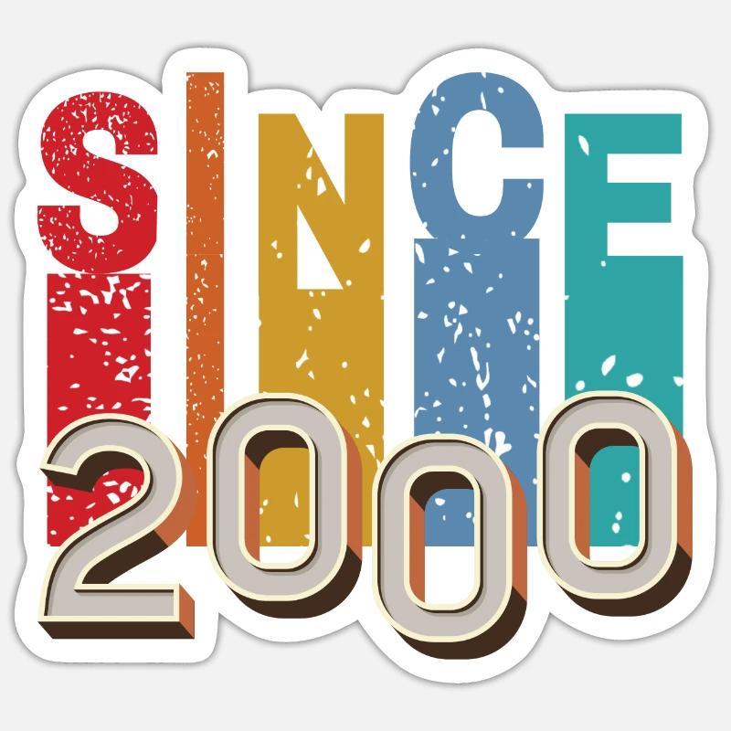 Seit 2000 retro - Sticker Größe S (10 x 10 cm) - Mattweiß