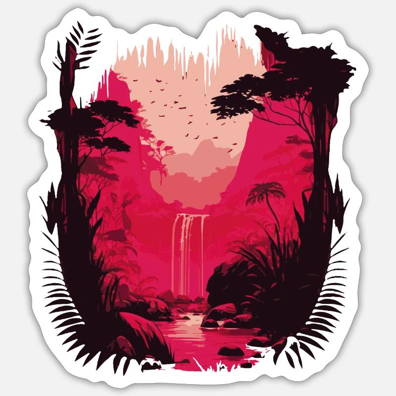 Tropischer Wasserfall - Sticker Größe S (10 x 10 cm) - Mattweiß