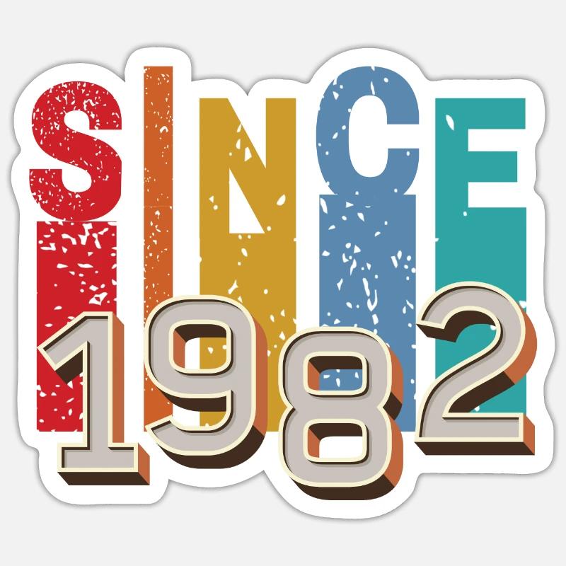 Seit 1982 retro - Sticker Größe S (10 x 10 cm) - Mattweiß