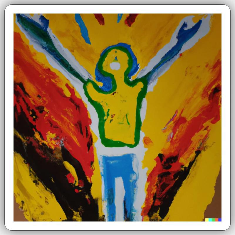 Ölgemälde einer Positiven Person - Sticker Größe S (10 x 10 cm) - Mattweiß