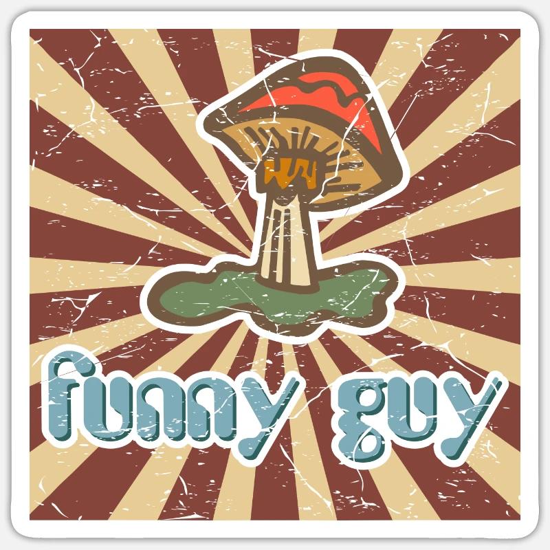 Funny Guy - Drôle de gars - Champignon psychédélique Sticker taille S (10 x 10 cm)