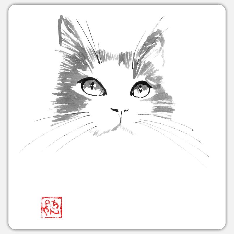 Cat Face - Sticker size S (10 x 10 cm) - white matte