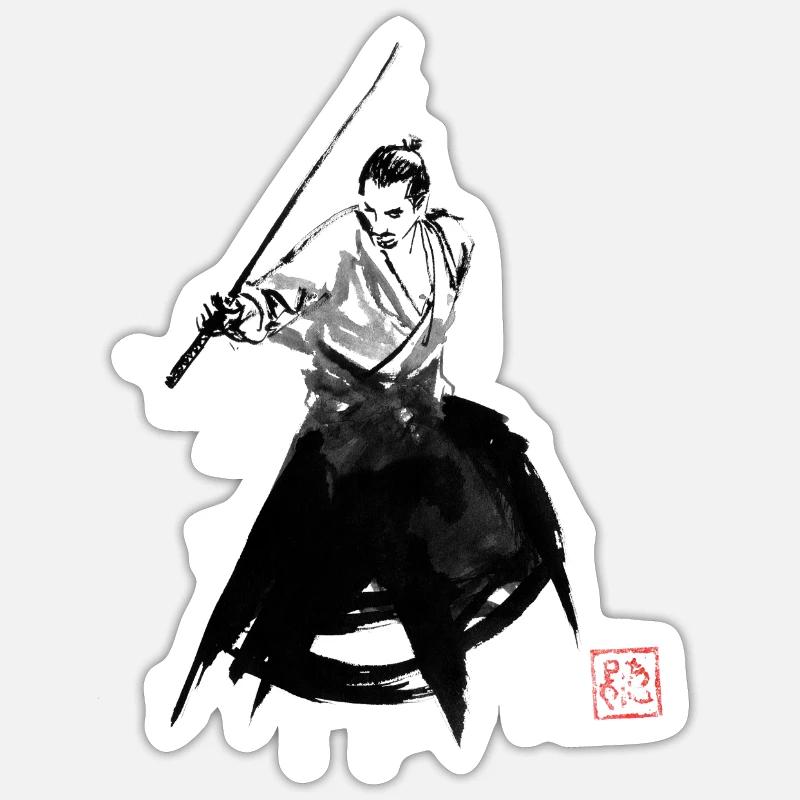 Samurai beendet den Kampf Sticker Größe S (10 x 10 cm)