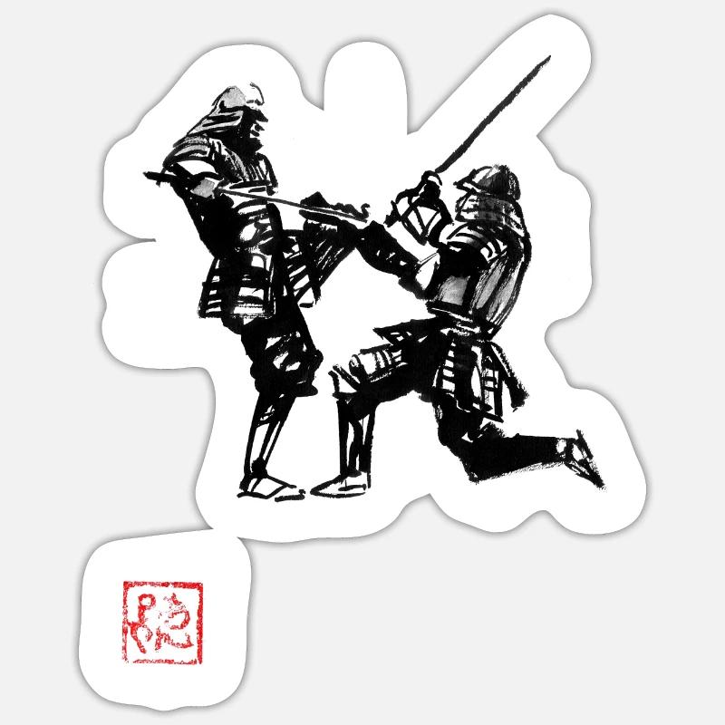 Samurai-Kampf Sticker Größe S (10 x 10 cm)