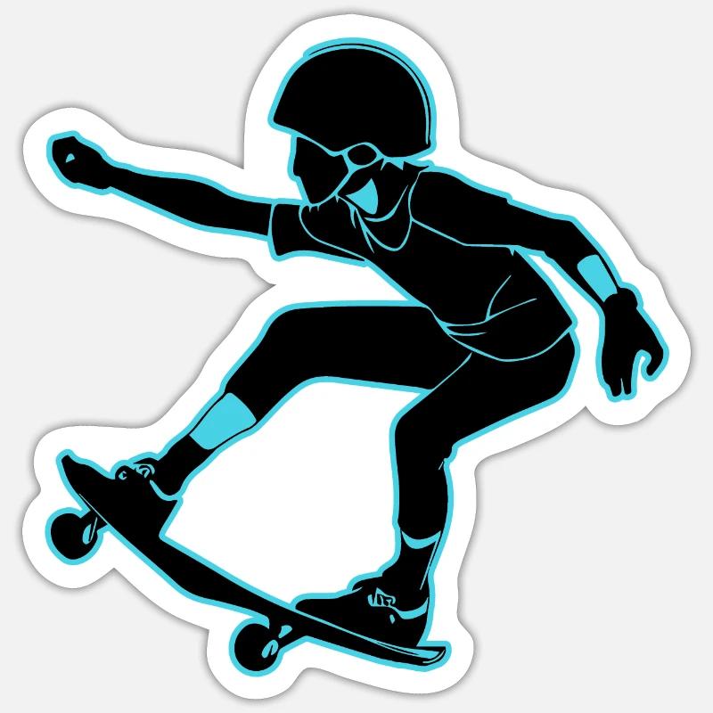Skateboard Madchen Junge - Sticker Größe S (10 x 10 cm) - Mattweiß