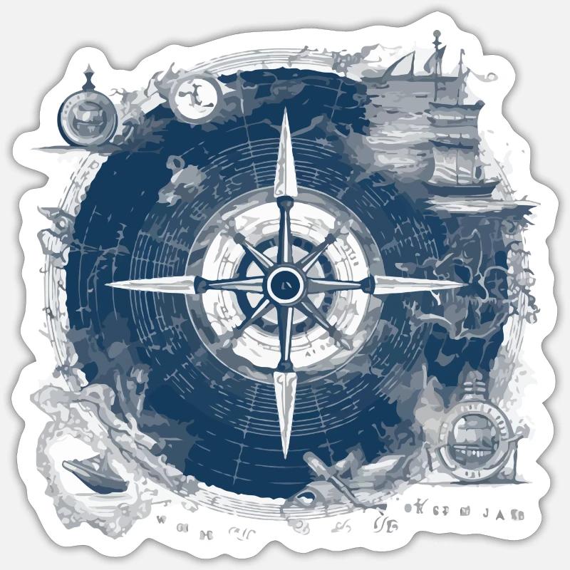 Old nautical chart - Sticker size S (10 x 10 cm) - white matte