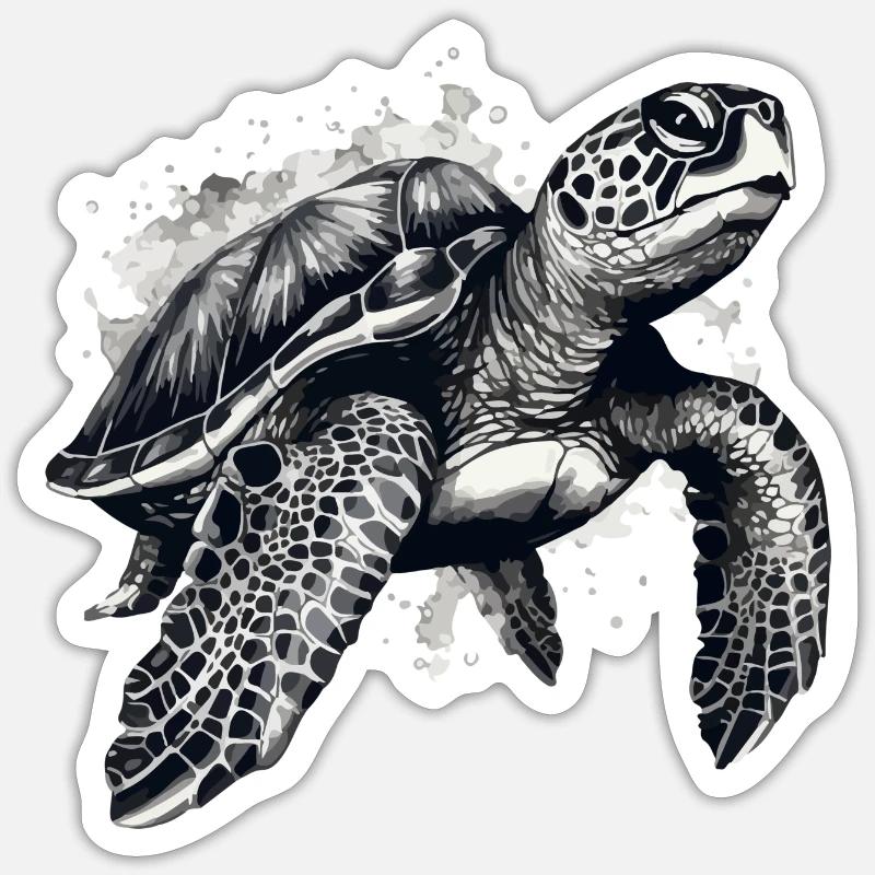 Die Schildkröte - Sticker Größe S (10 x 10 cm) - Mattweiß
