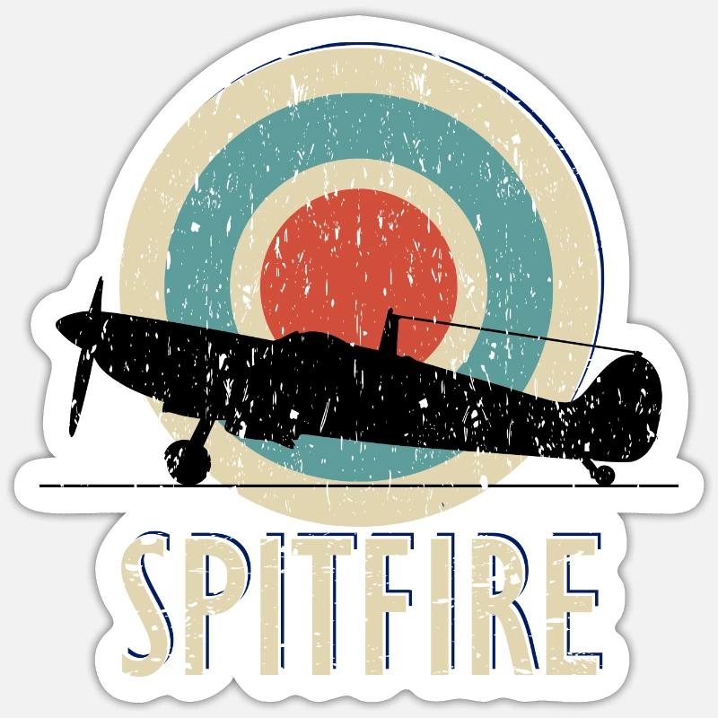 Rétro Spitfire WW2 - Royal Air Force Sticker taille S (10 x 10 cm)