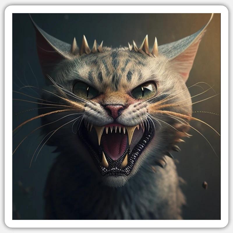 Cat Katze - Sticker Größe S (10 x 10 cm) - Mattweiß