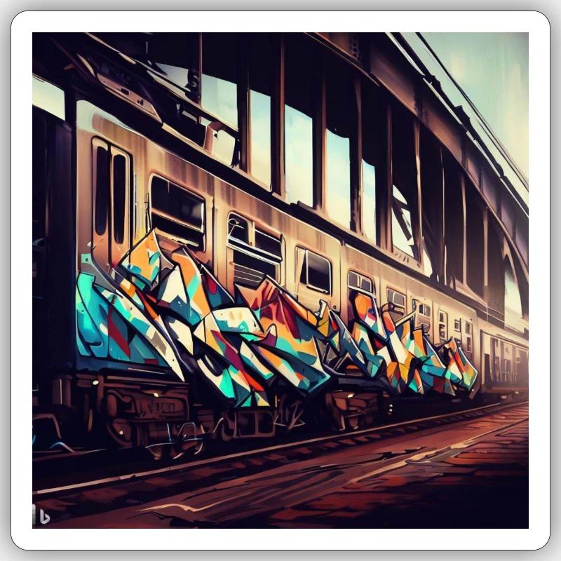 Graffiti Train Artwork - Sticker Größe S (10 x 10 cm) - Mattweiß