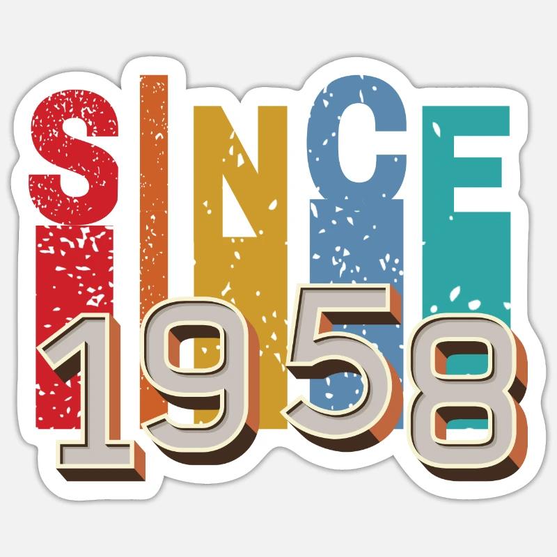 Since 1958 retro - Sticker taille S (10 x 10 cm) - blanc mat