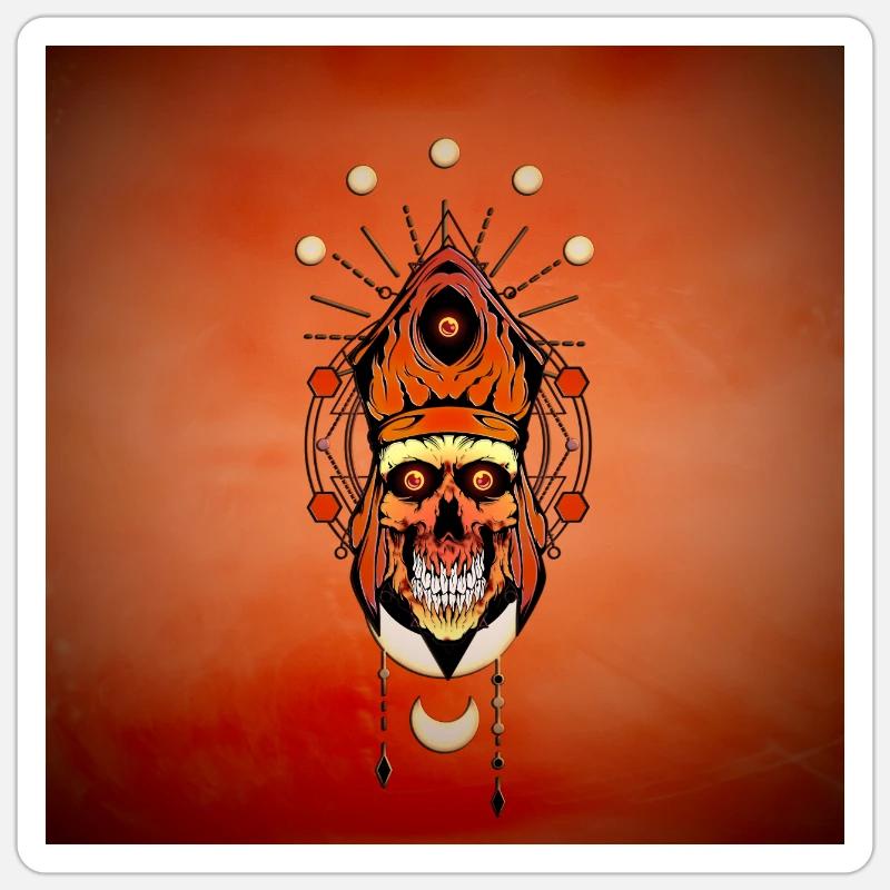 Le drôle de visage de crâne - Sticker taille S (10 x 10 cm) - blanc mat