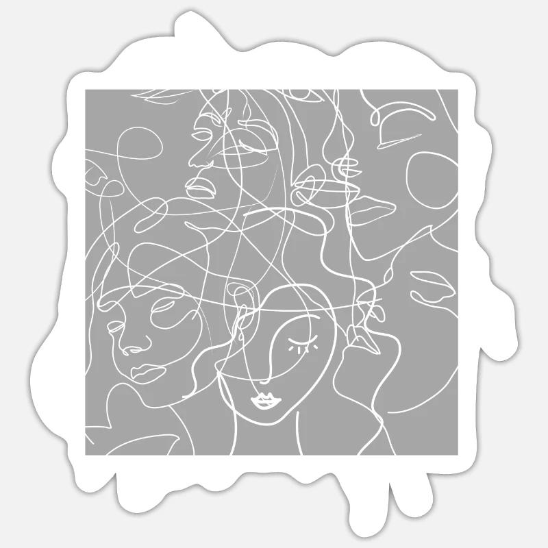 Face line grey - Sticker size S (10 x 10 cm) - white matte