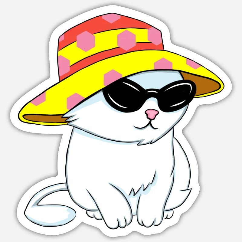 Beach-style kitten - Sticker size S (10 x 10 cm) - white matte