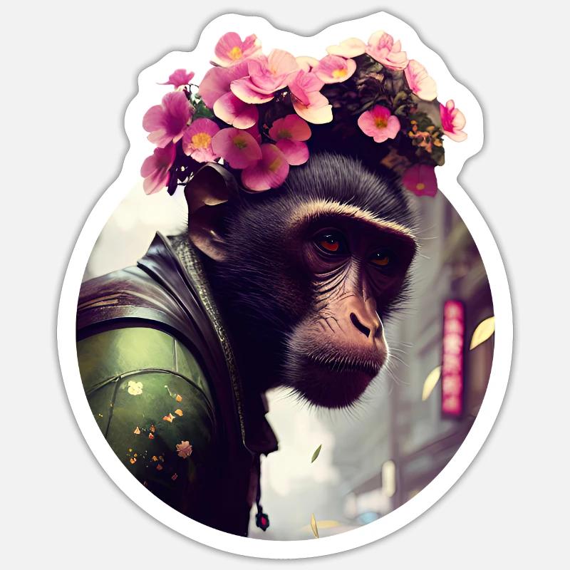 singe très chic - Sticker Größe S (10 x 10 cm) - Mattweiß