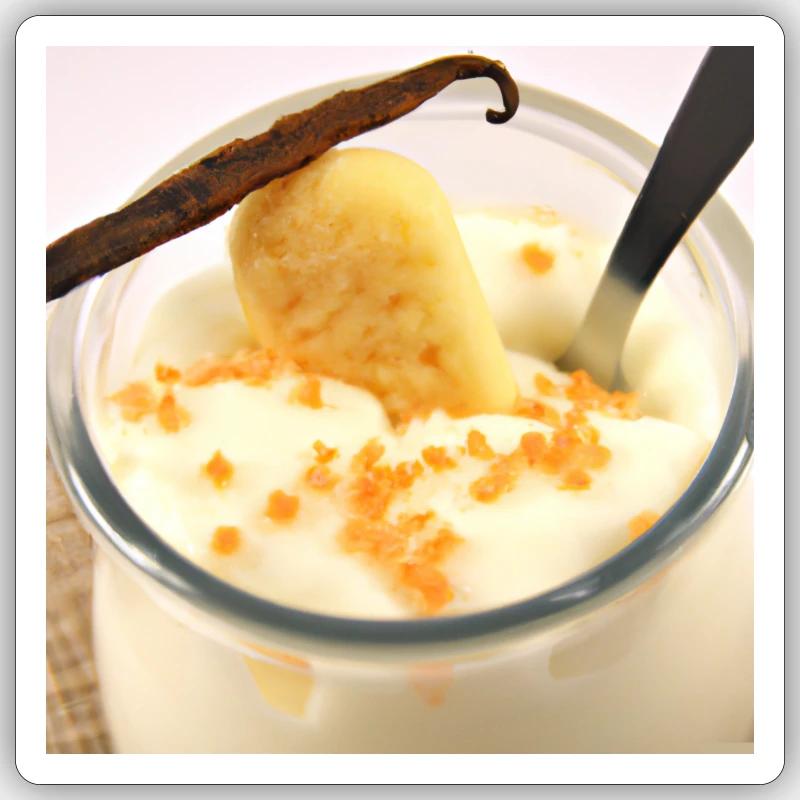 Juiciness dessert pudding in vanilla sauce Sticker size S (10 x 10 cm)