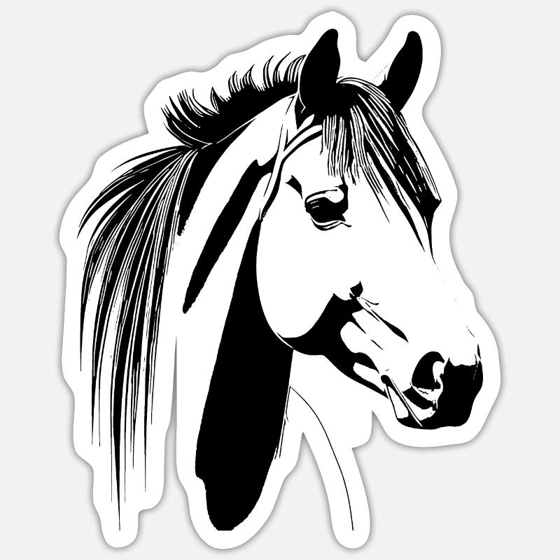 Pferd gemalt mit einfachen Strichen - Sticker Größe S (10 x 10 cm) - Mattweiß