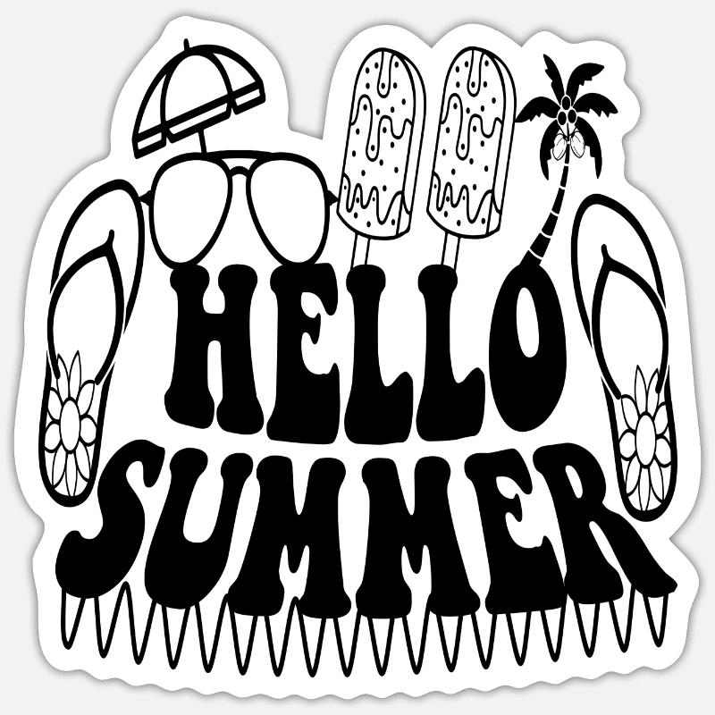 Hello Summer - Sticker Größe S (10 x 10 cm) - Mattweiß