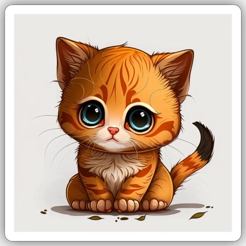 Chaton mignon - Sticker taille S (10 x 10 cm) - blanc mat