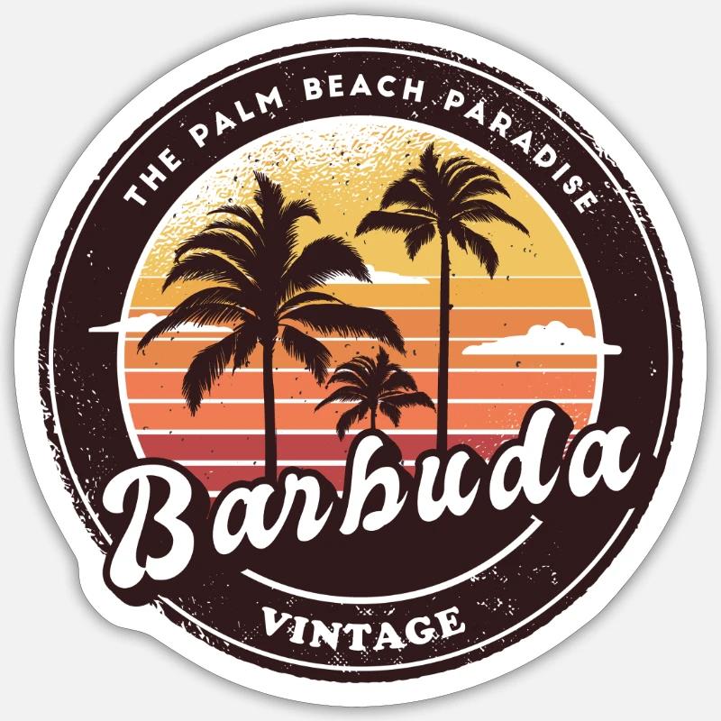 Barbuda Palmen Design - Sticker Größe S (10 x 10 cm) - Mattweiß