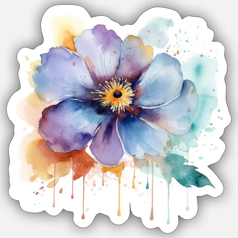 Aquarelle Boho Blossom - Sticker taille S (10 x 10 cm) - blanc mat