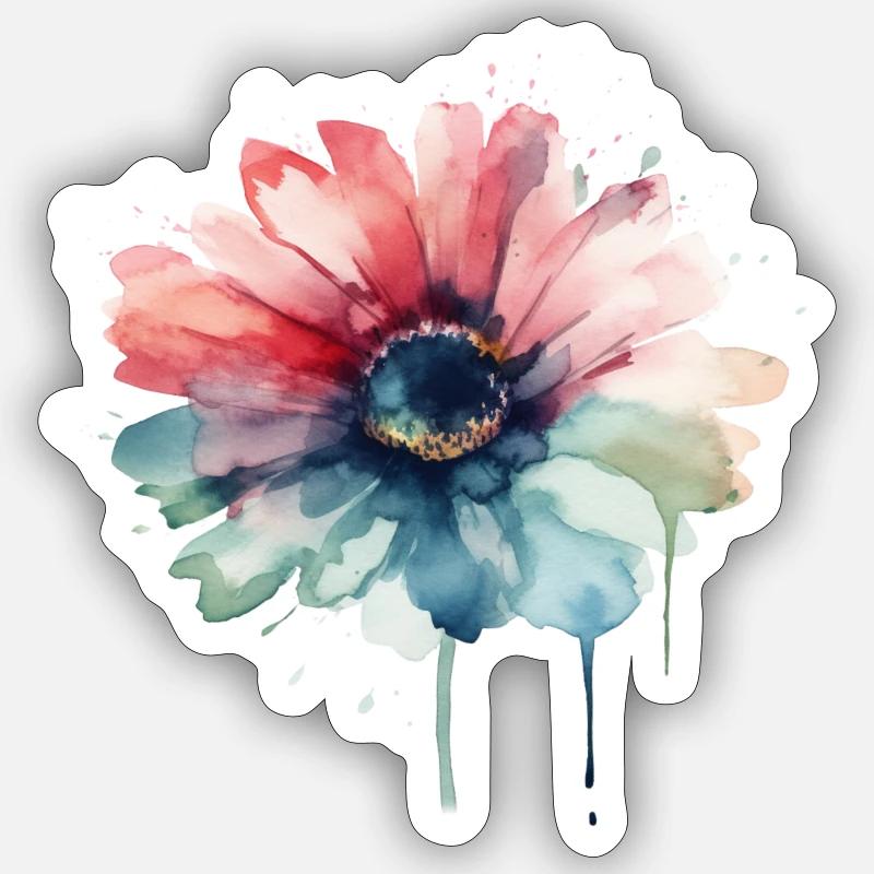 Aquarelle Boho Blossom - Sticker taille S (10 x 10 cm) - blanc mat