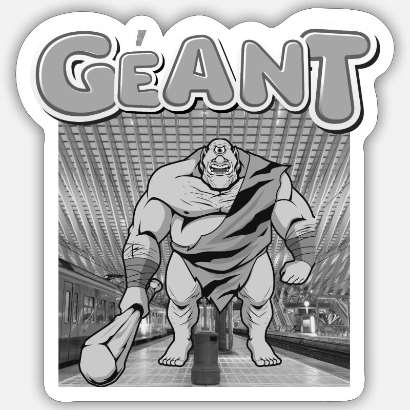 homme géant - Sticker taille S (10 x 10 cm) - blanc mat