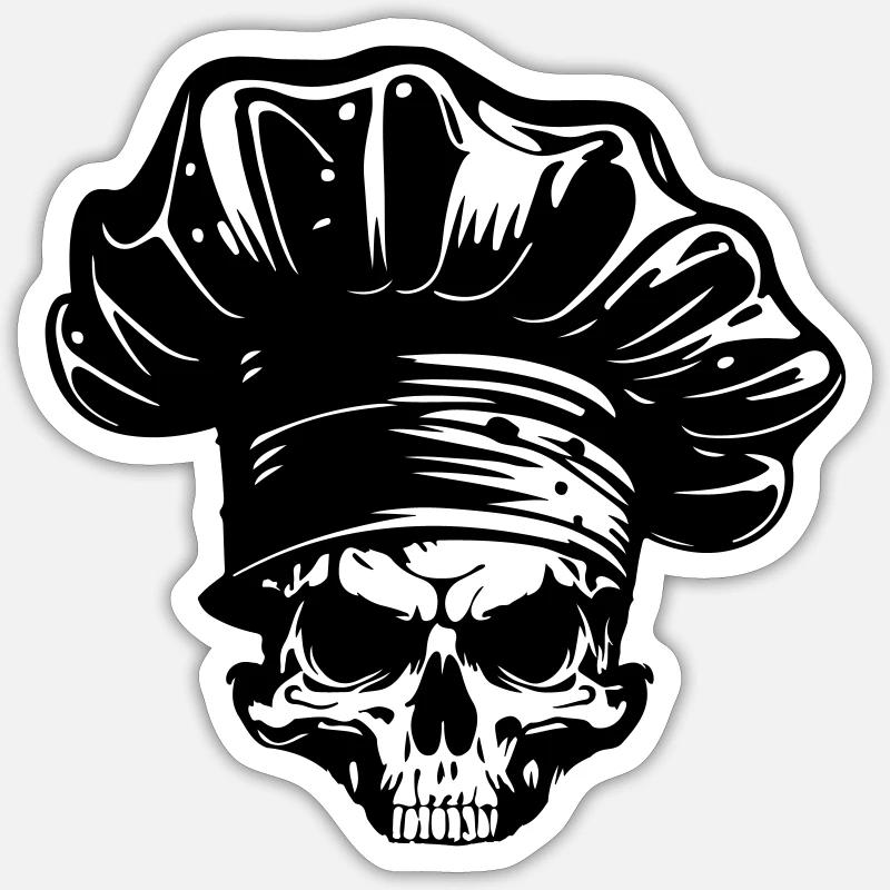 Koch Skelett Chef - Sticker Größe S (10 x 10 cm) - Mattweiß
