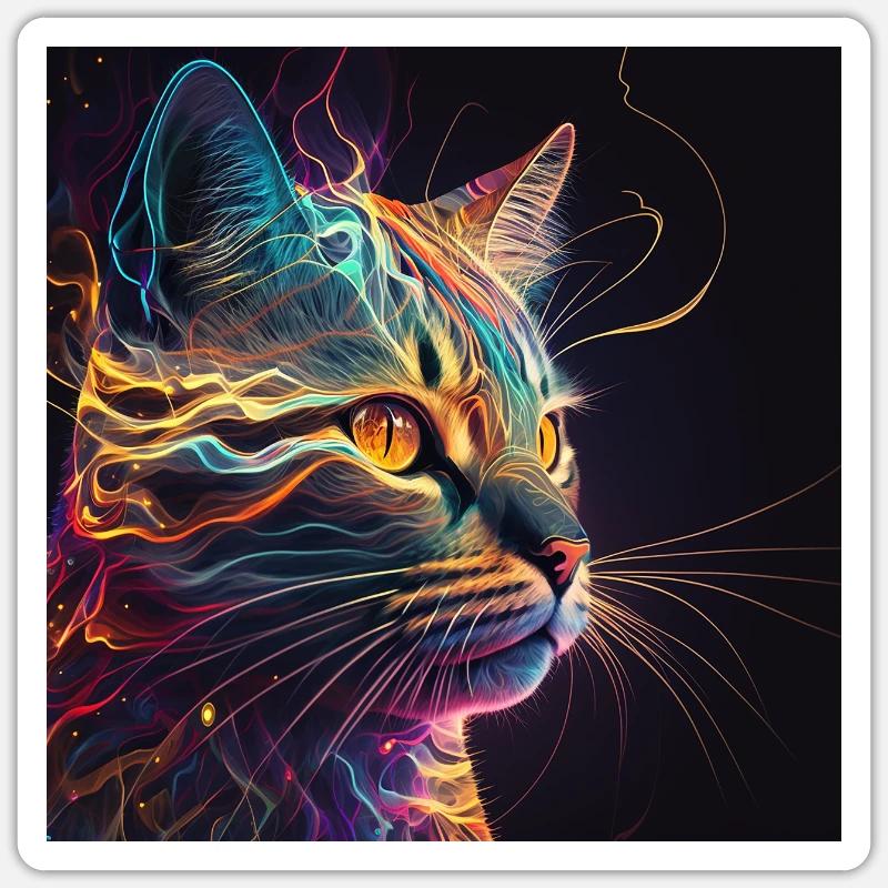 Psy-Katzen: Farbenfroh und Einzigartig Sticker Größe S (10 x 10 cm)