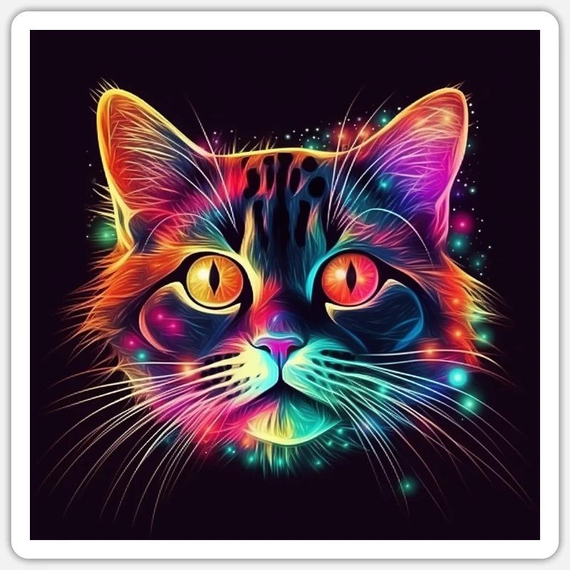 Acidcat Psycat - Sticker Größe S (10 x 10 cm) - Mattweiß