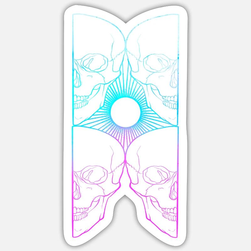 Skull art soleil couleur lining work Sticker taille S (10 x 10 cm)