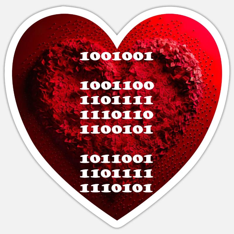 Encrypted declaration of love in binary code Sticker size S (10 x 10 cm)