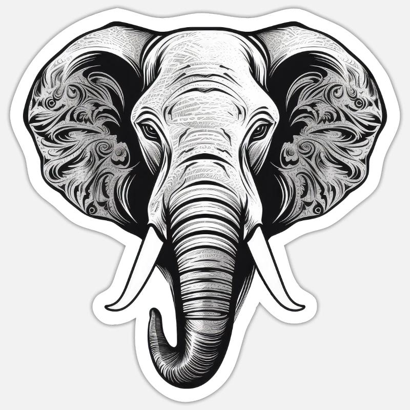 Éléphant - Sticker taille S (10 x 10 cm) - blanc mat