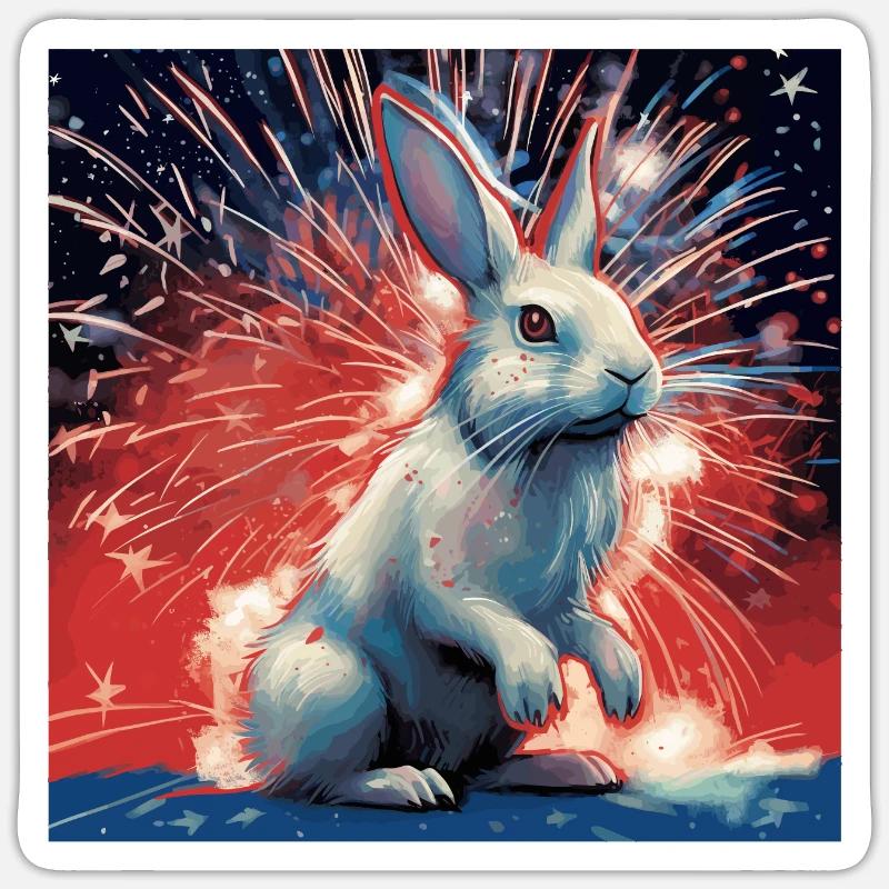 4. Juli American Bunny Rabbit Sticker Größe S (10 x 10 cm)