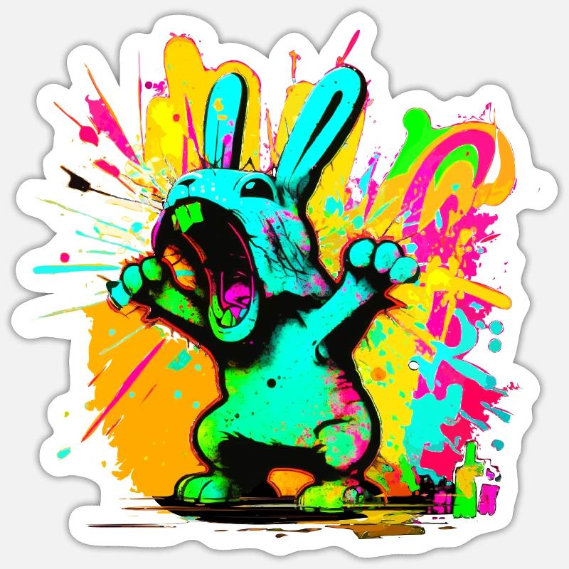 Lapin cool - Sticker taille S (10 x 10 cm) - blanc mat