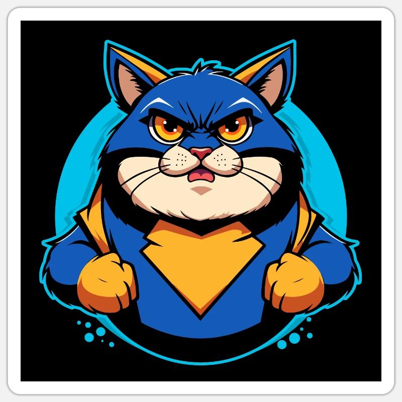 Superheld Katze - Sticker Größe S (10 x 10 cm) - Mattweiß