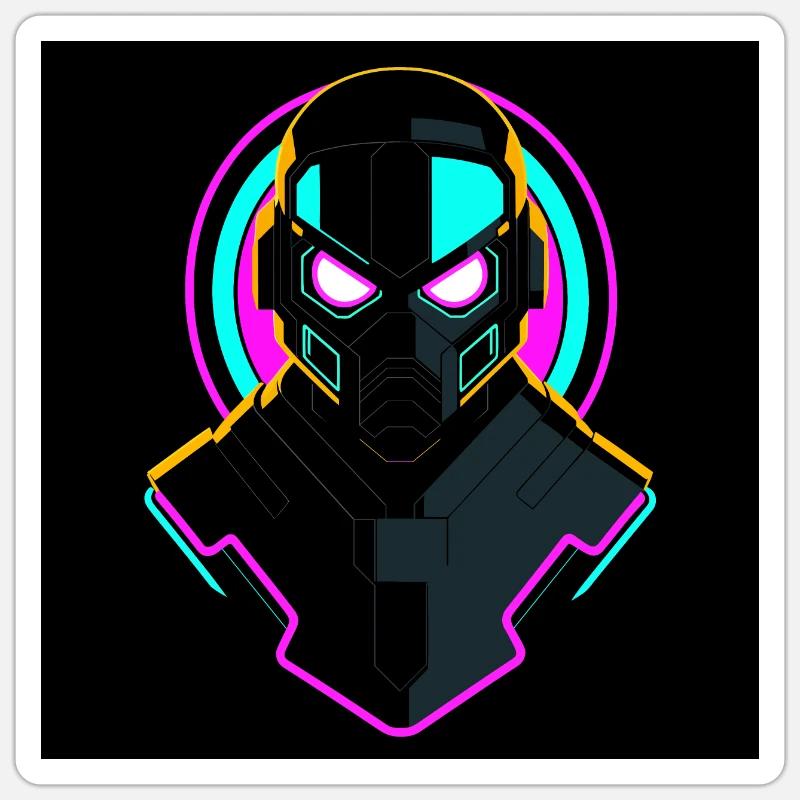 Robot néon - Sticker taille S (10 x 10 cm) - blanc mat