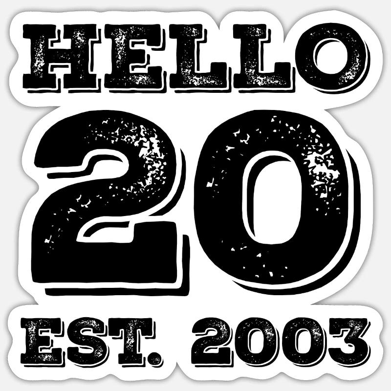 20. Geburtstag 2003 - Sticker Größe S (10 x 10 cm) - Mattweiß