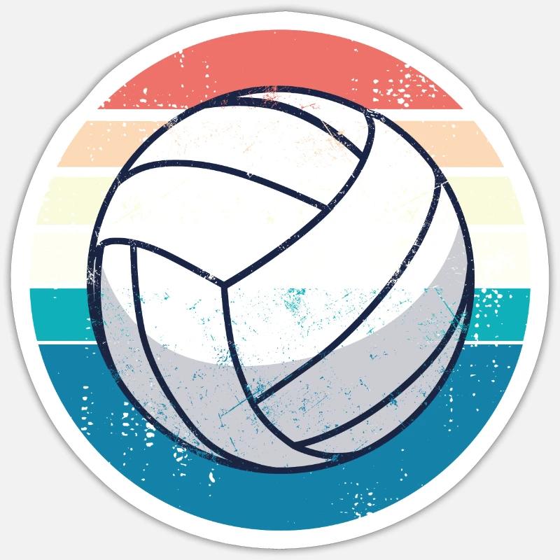 Volleyball Retro - Sticker Größe S (10 x 10 cm) - Mattweiß
