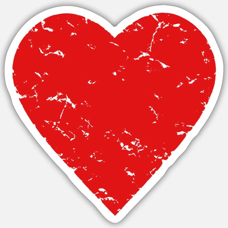 rotes Herz Liebe Hochzeit Muttertag used look chic - Sticker Größe S (10 x 10 cm) - Mattweiß