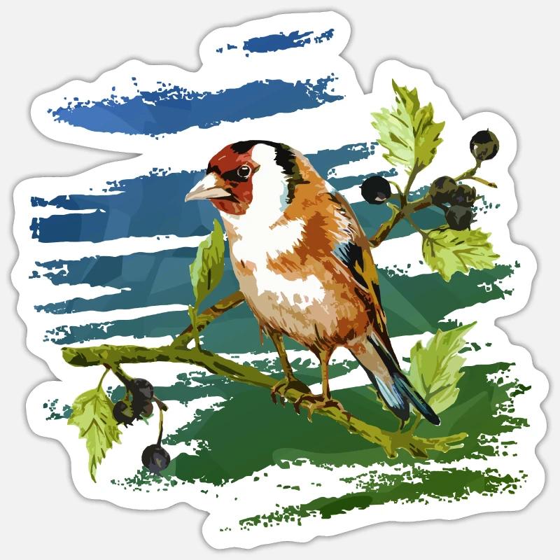Bunter Vogel - Sticker Größe S (10 x 10 cm) - Mattweiß