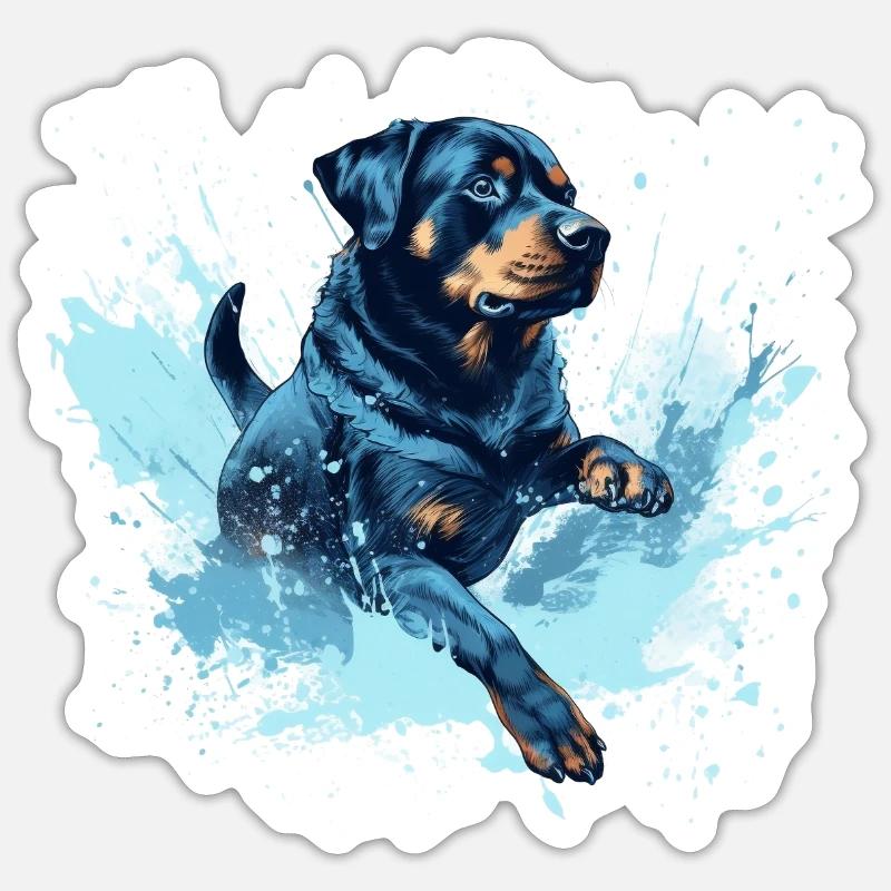 Rottweiler Dock-Plongée dans l’eau - Sticker taille S (10 x 10 cm) - blanc mat